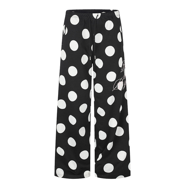 Women's Wide Palazzo Lounge Pants with Comfort Waistband and Dot Pattern Mune Fashion