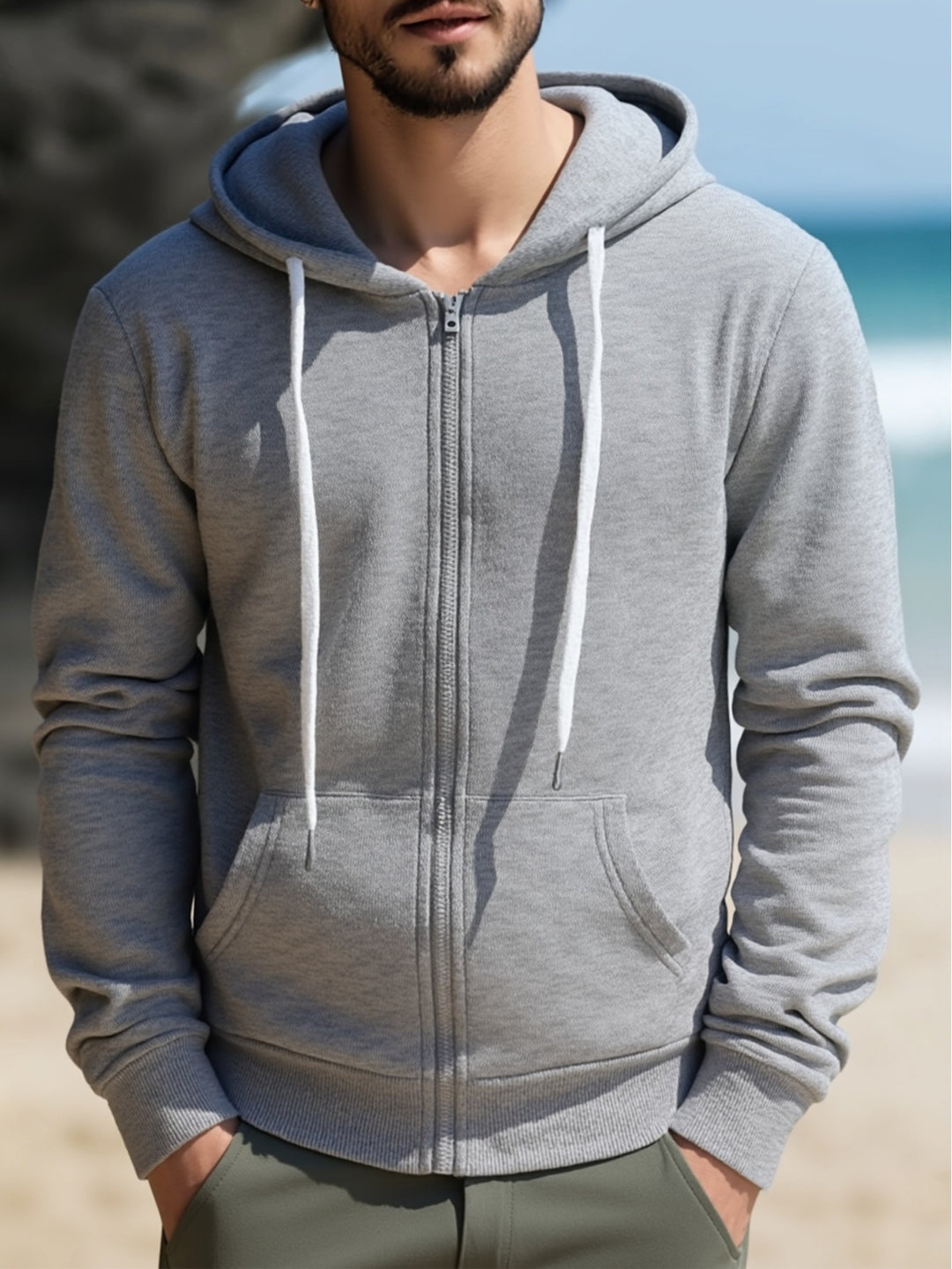 Men's hooded sweat jacket with full zip, kangaroo pockets & soft lining Mune Fashion