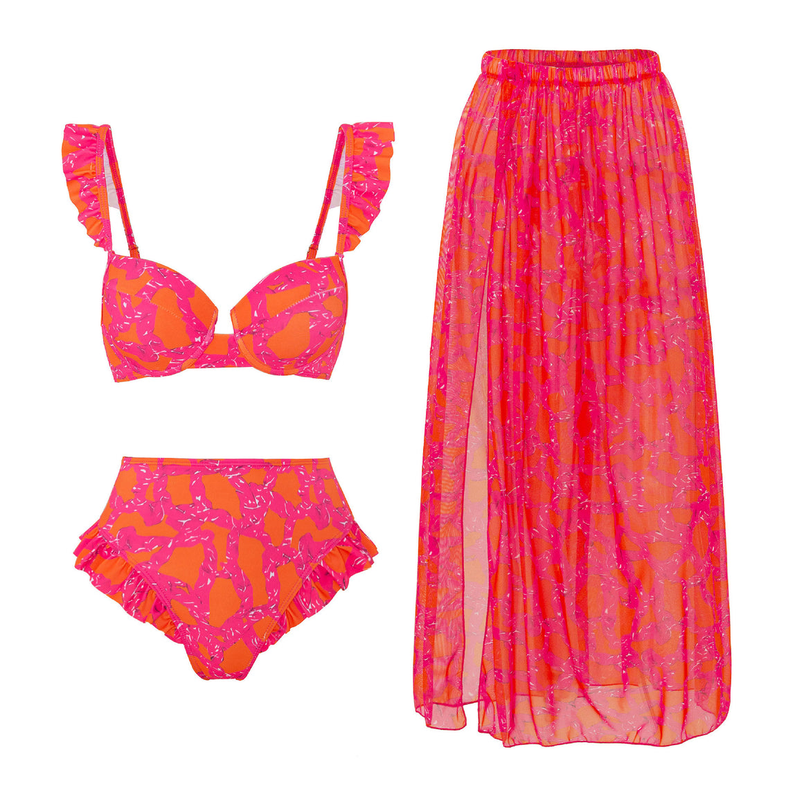 Women's bikini set with ruffled top and high-waisted pants Mune Fashion