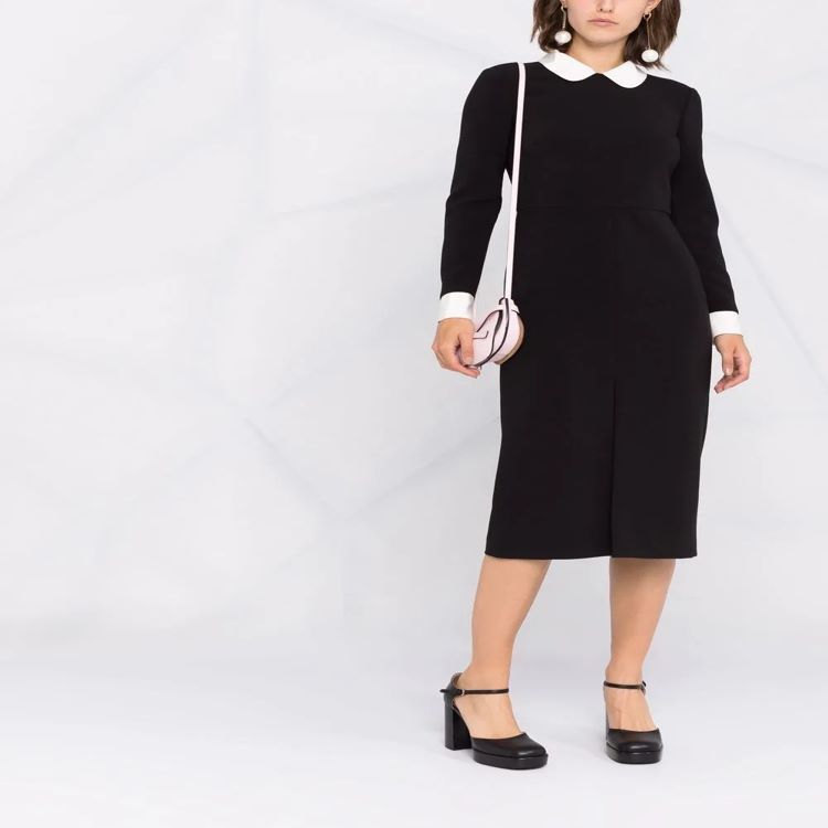 Women's midi dress with Peter Pan collar, tailored fit and long sleeves Mune Fashion