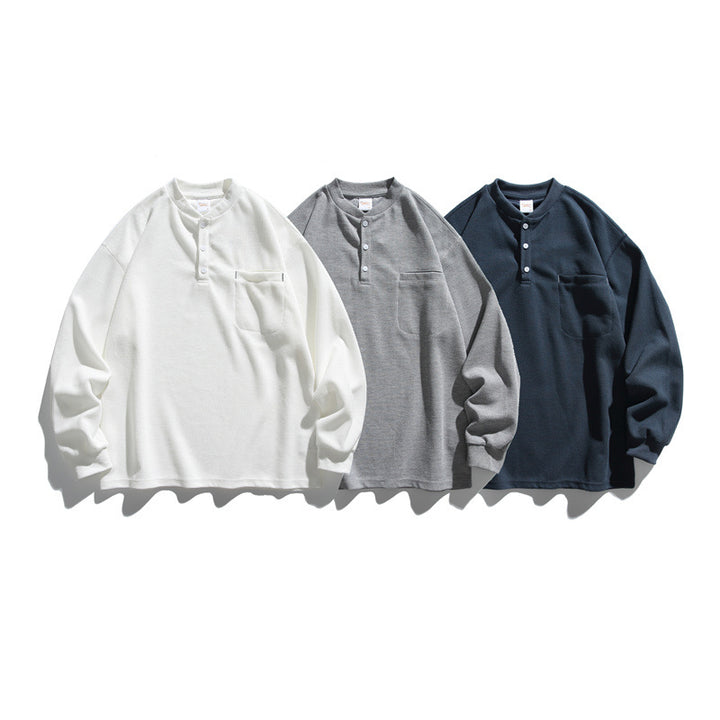 Unisex Oversize Waffle Henley with Raglan Sleeves and Chest Pocket Mune Fashion