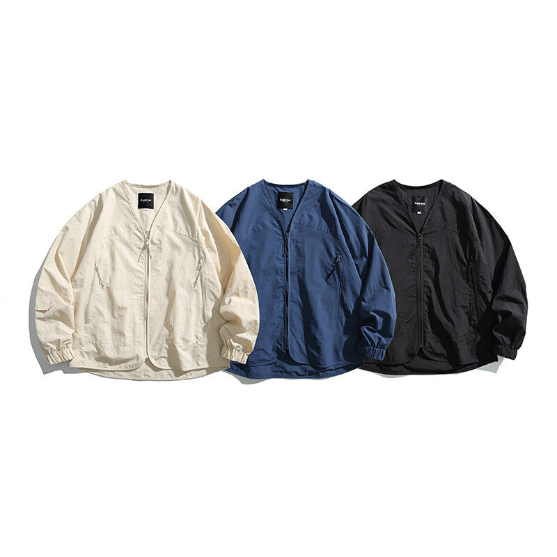 Unisex Light Oversize Over-shirt Jacket made of technical Nylon mix with V-neck and zippered pockets Mune Fashion