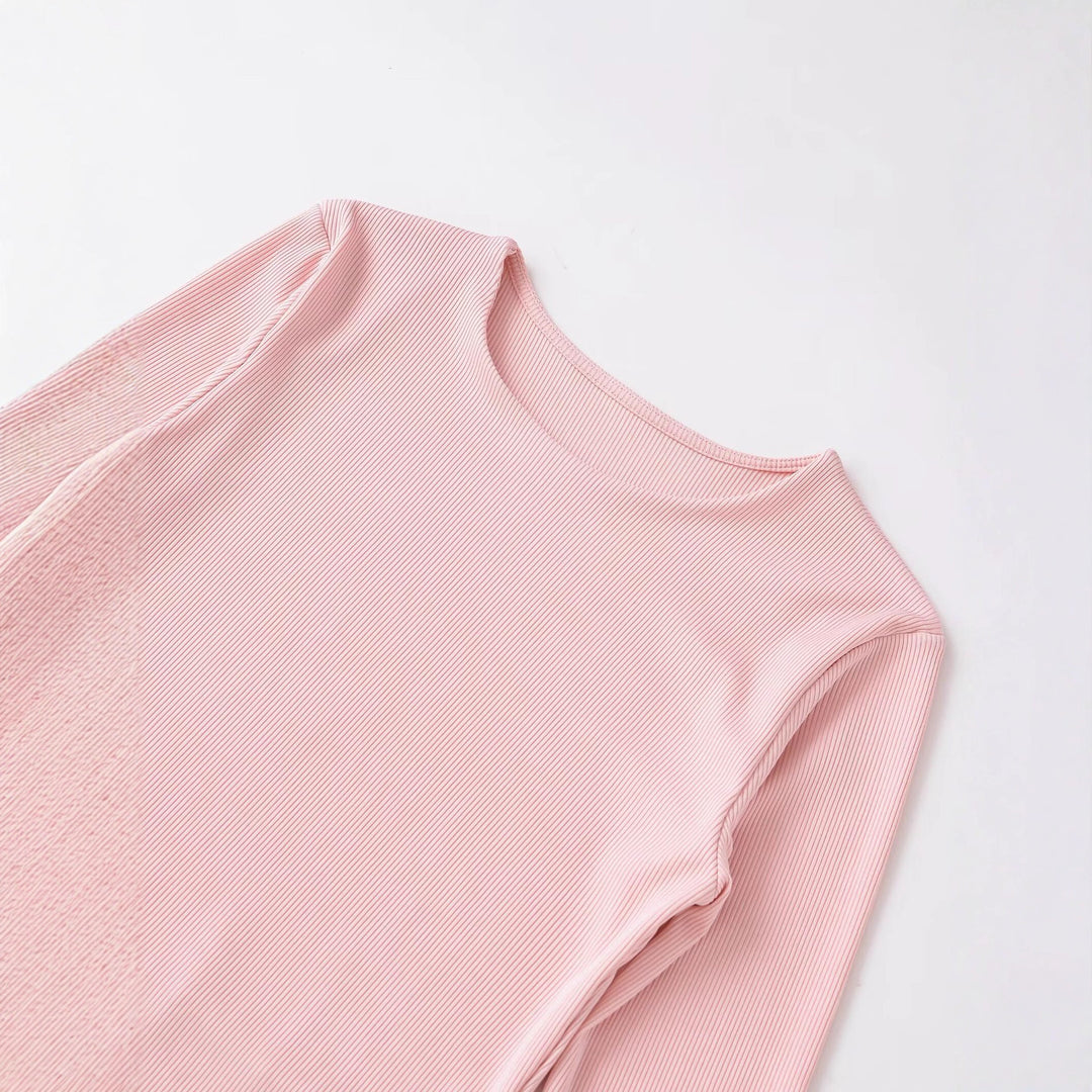Women's Figure-Hugging Ribbed Shirt with Off-the-Shoulder Neckline and Flared Bell Sleeves Mune Fashion