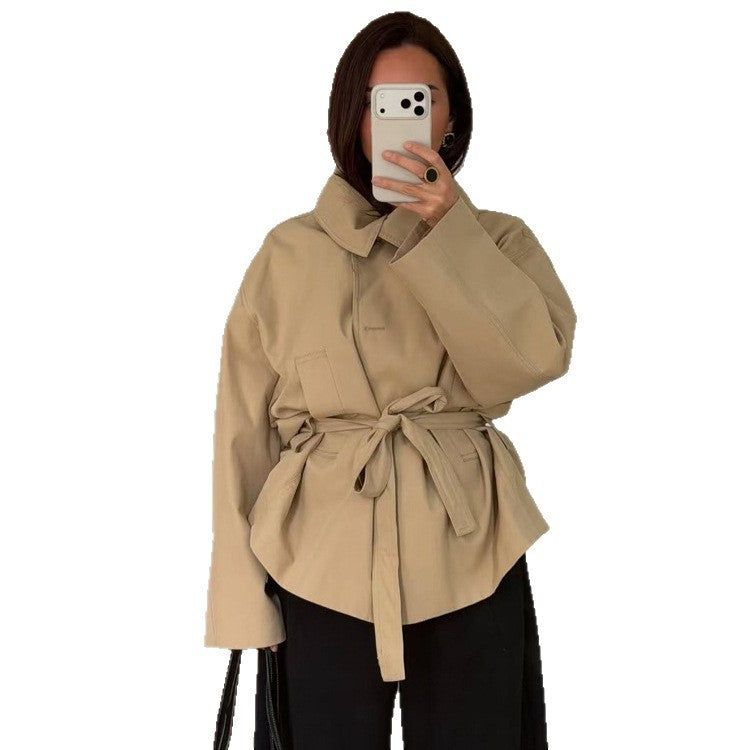 Women's short jacket in kimono style with tie belt and dropped sleeves Mune Fashion