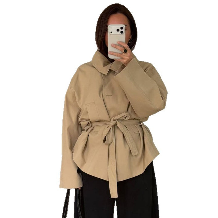 Women's short jacket in kimono style with tie belt and dropped sleeves Mune Fashion