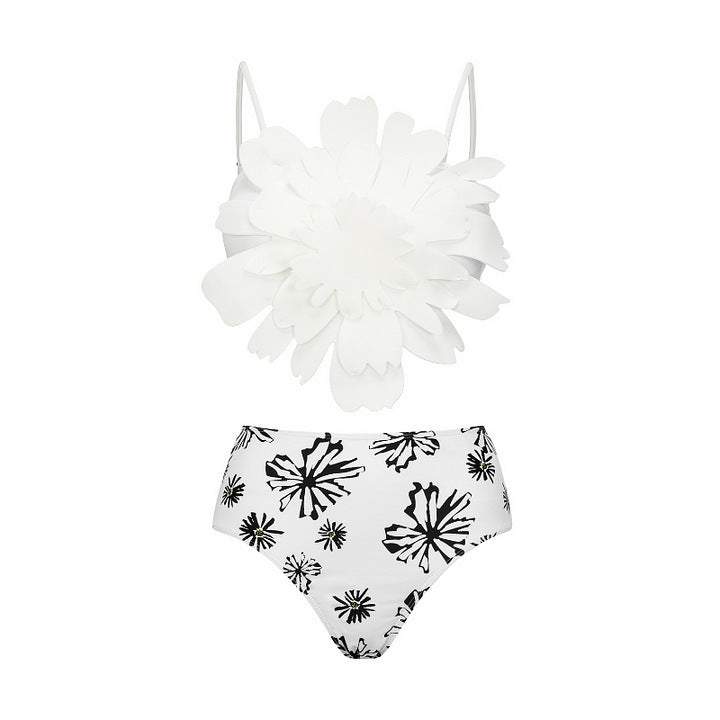 Women's bikini set with special floral decor and long wrap skirt Mune Fashion