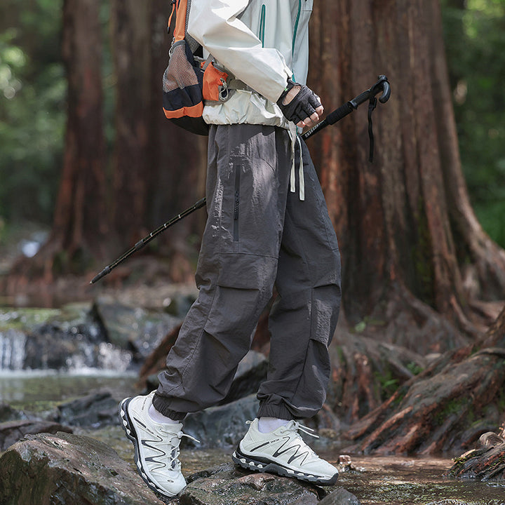 Men's Lightweight Technical Cargo Trekking Pants with Drawstring Waist, Zipper Pockets, and Elastic Hem Mune Fashion