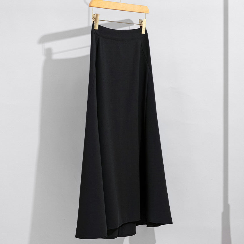 Women's Flowing Maxi Skirt with High Waist, A-Line and Elegant Fall Mune Fashion