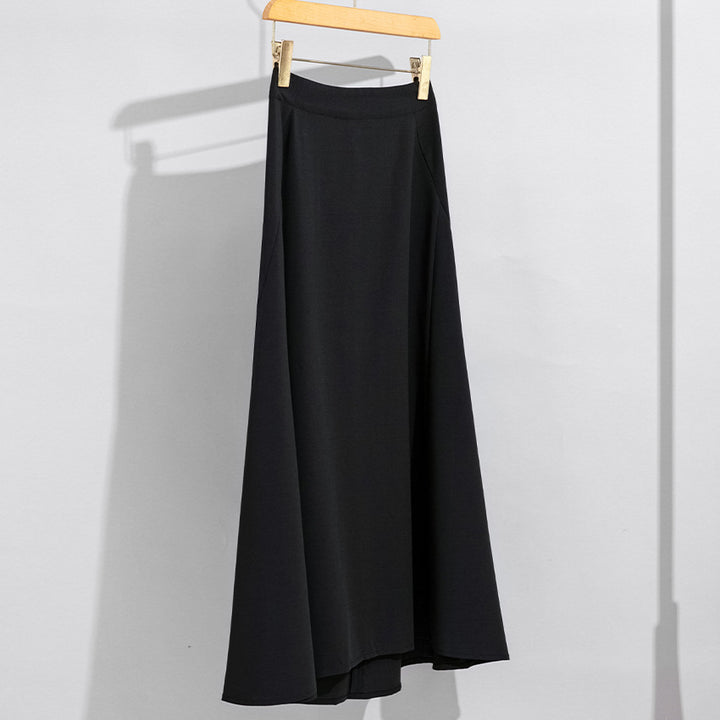 Women's Flowing Maxi Skirt with High Waist, A-Line and Elegant Fall Mune Fashion