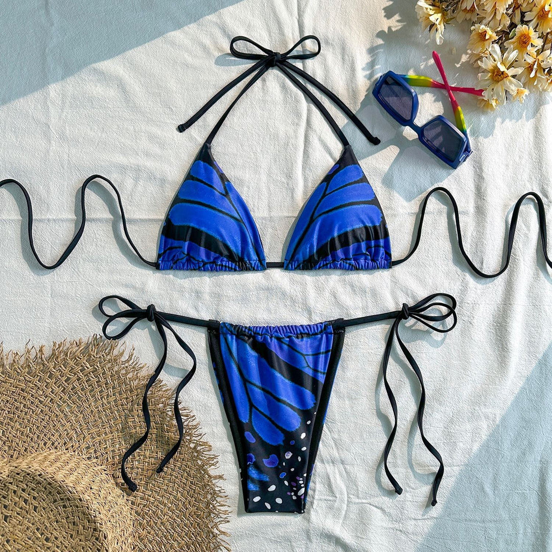 Women's triangle bikini set with adjustable straps and exciting pattern mix Mune Fashion