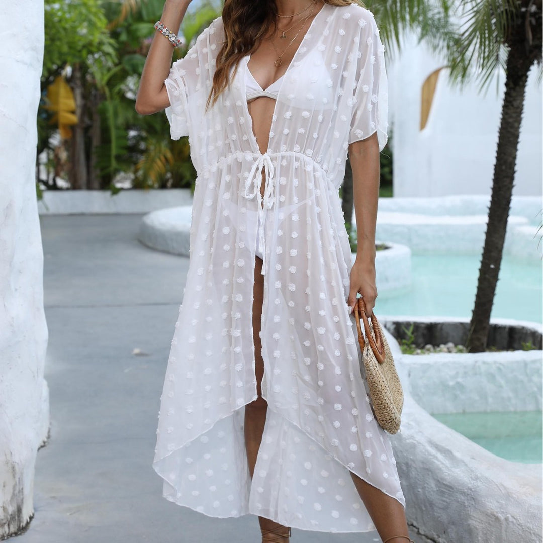 Ladies elegant beach cover-up with fashionable knot Mune Fashion