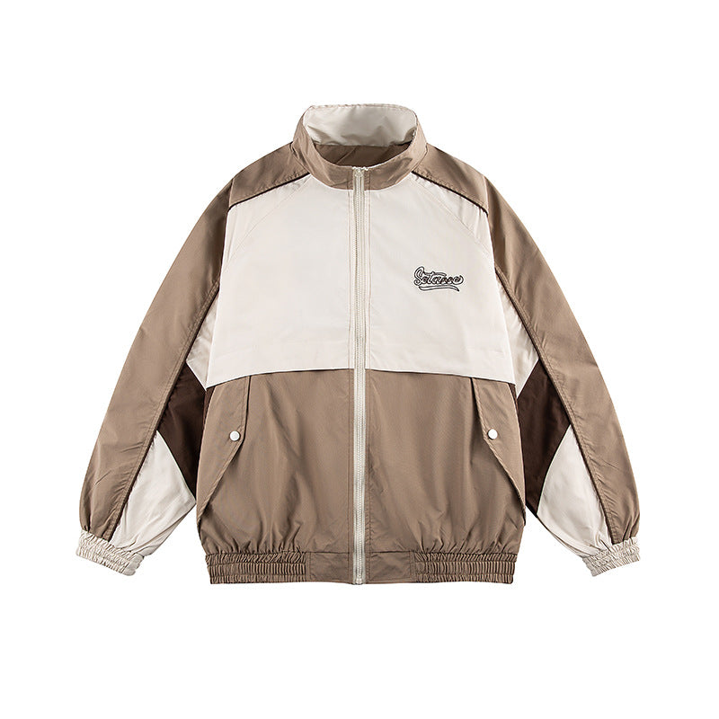 Unisex Classically Cut Track Jacket in Retro Sports Style with High Stand-Up Collar, Color Block Inserts and Elastic Hem Mune Fashion
