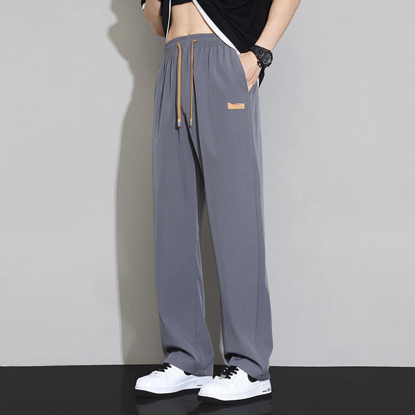 Men's Casual Leisure Pants with Elastic Waistband and Practical Pockets