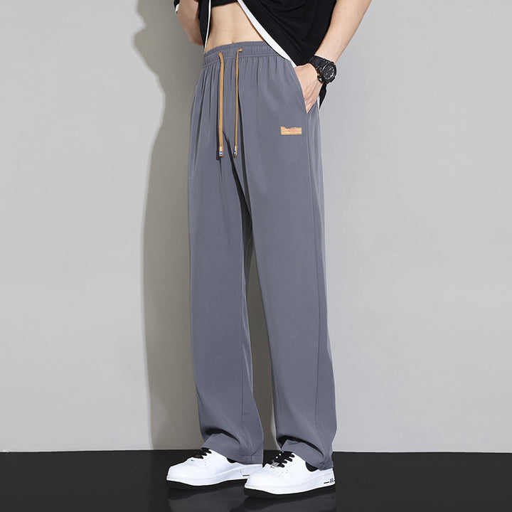 Men's Casual Leisure Pants with Elastic Waistband and Practical Pockets