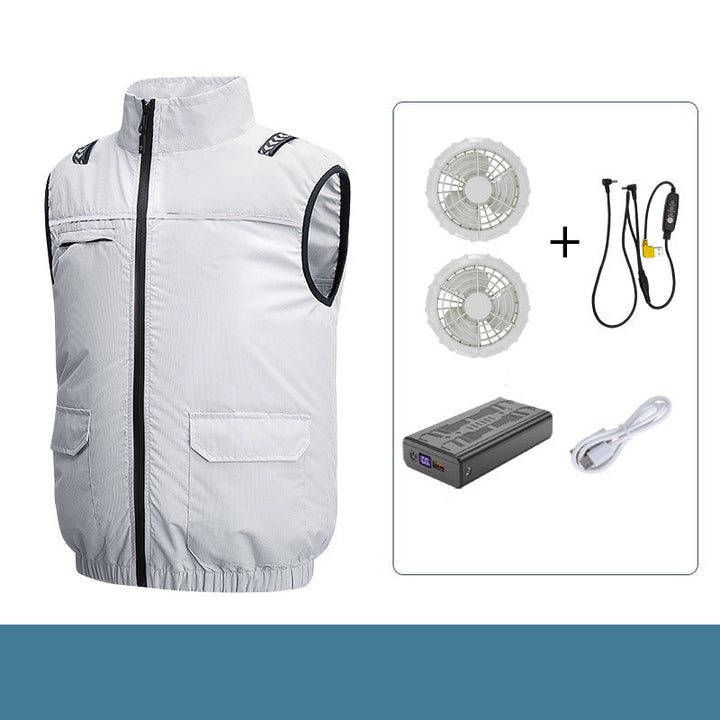 Unisex nan lightweight cooling work vest with integrated fans and external battery Mune Fashion