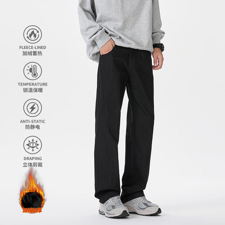 Herren Gerade geschnittene Utility-Hose mit elastischem Bund und markanten Ziernähten Mune Fashion