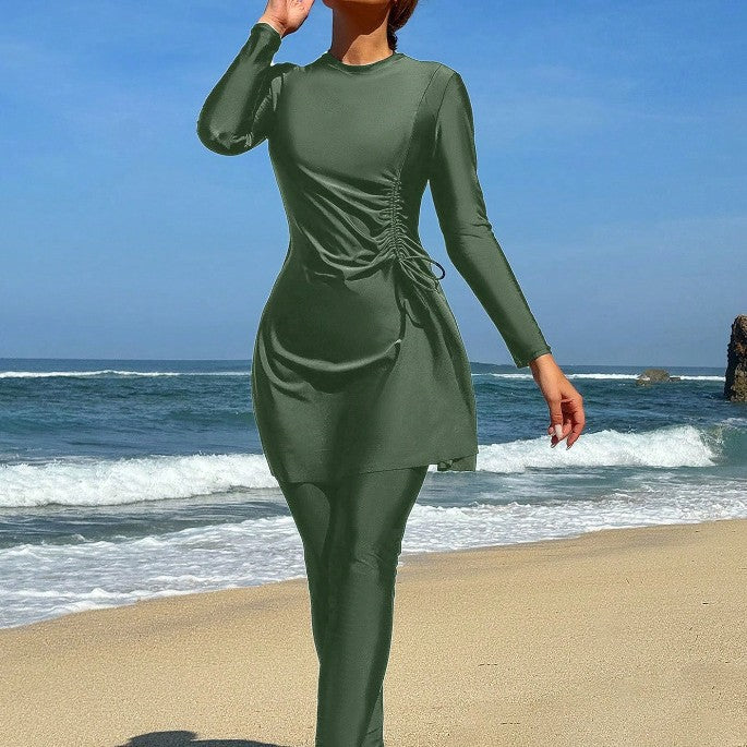 Women's Sporty Beach Outfit with Bodycon Dress and Long Leggings Mune Fashion