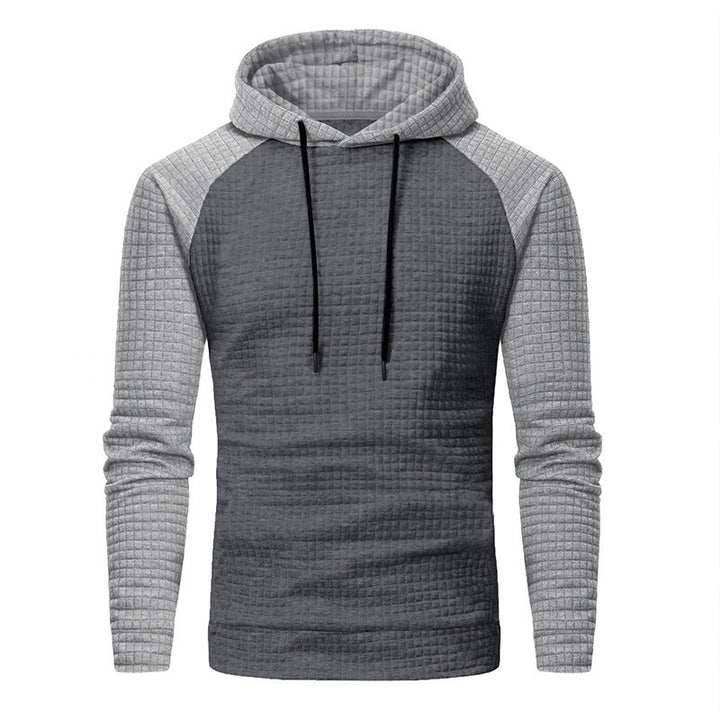 Men's Textured Hooded Sweatshirt with Waffle Structure and Raglan Sleeves Mune Fashion