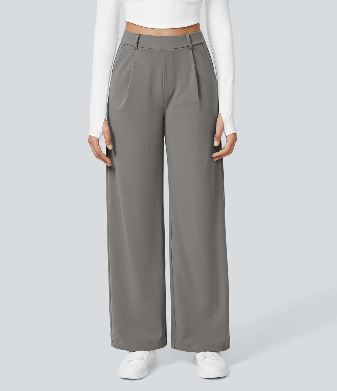 Women's Wide High-Waist Palazzo Pants with Pleats and Side Pockets Mune Fashion