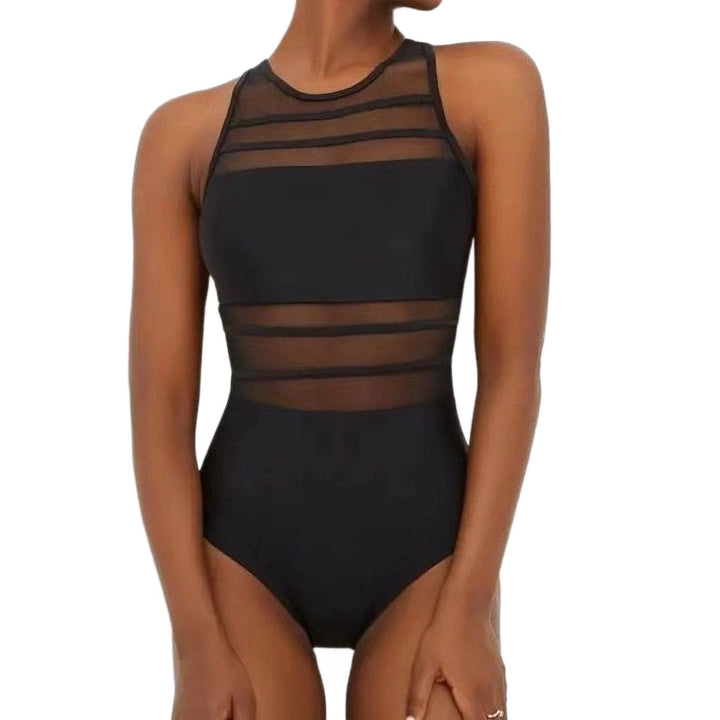 Damen Sportlicher Hochgeschnittener Einteiler mit Transparentdetails Echo Archiv