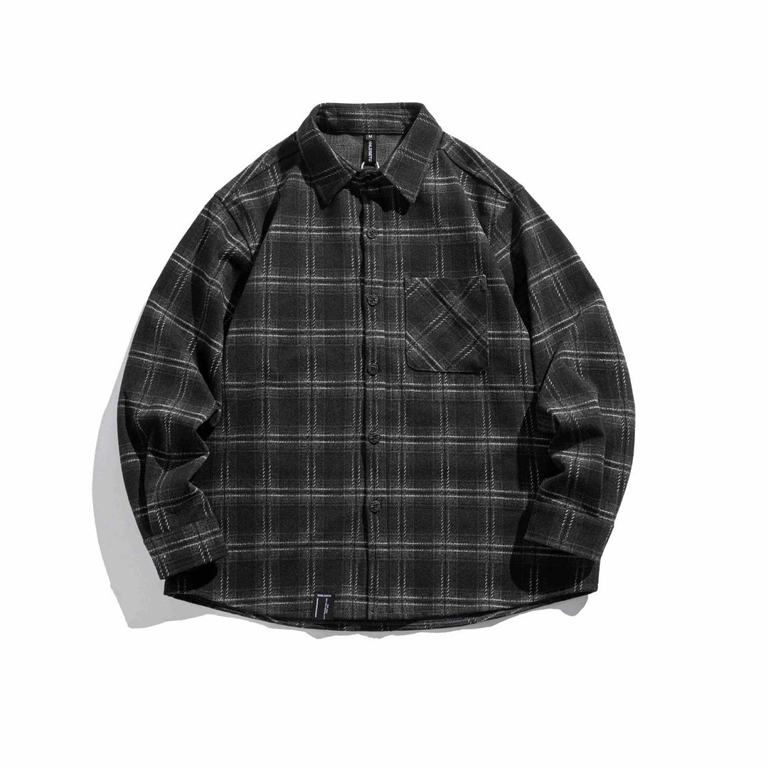 Men's Checked Overshirt made of fluffy twill with shirt collar Mune Fashion