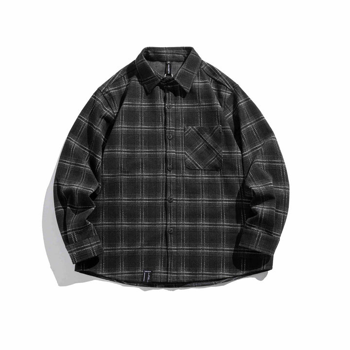 Men's Checked Overshirt made of fluffy twill with shirt collar Mune Fashion