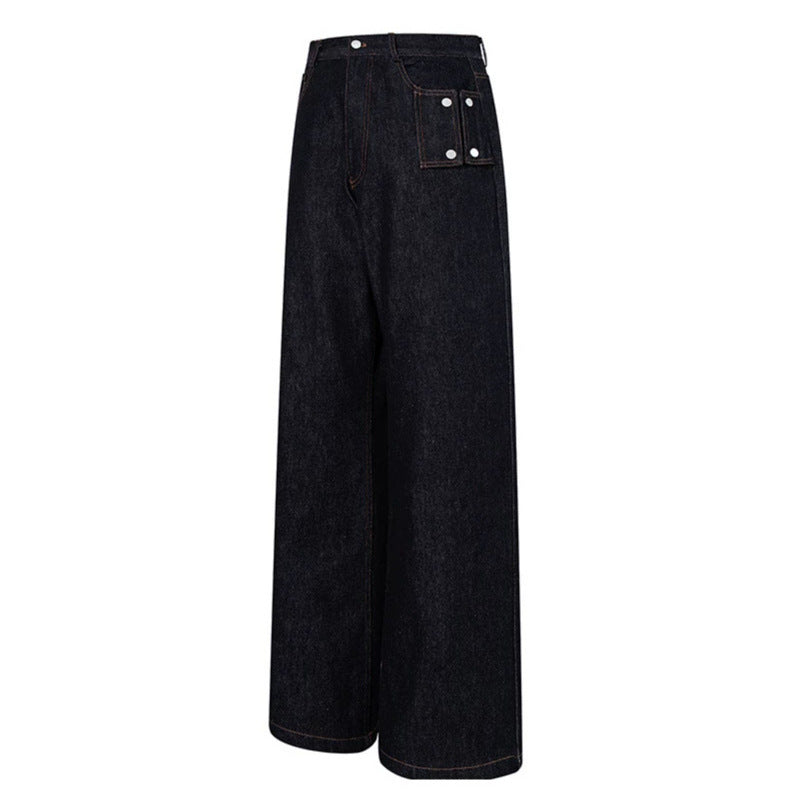Women High-Waisted Wide-Leg Jeans with Utility Pocket Mune Fashion