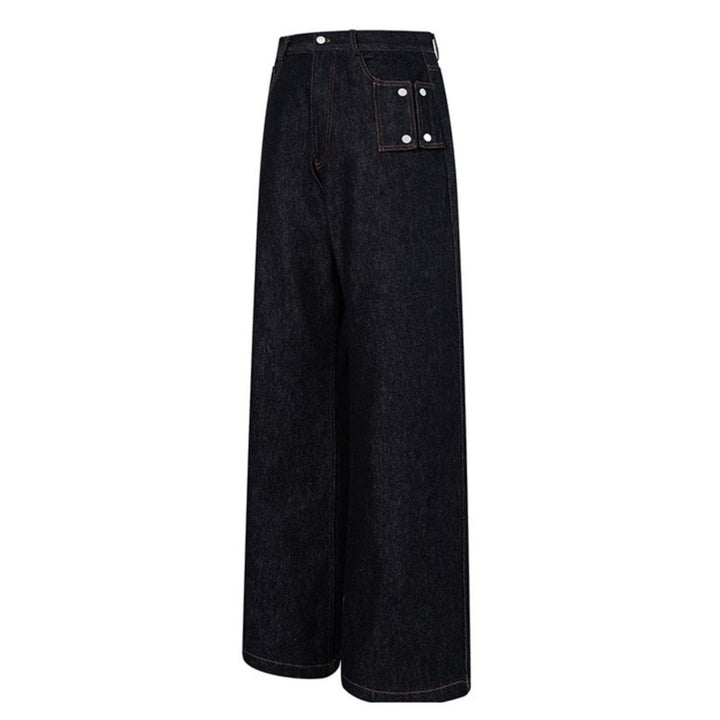 Women High-Waisted Wide-Leg Jeans with Utility Pocket Mune Fashion