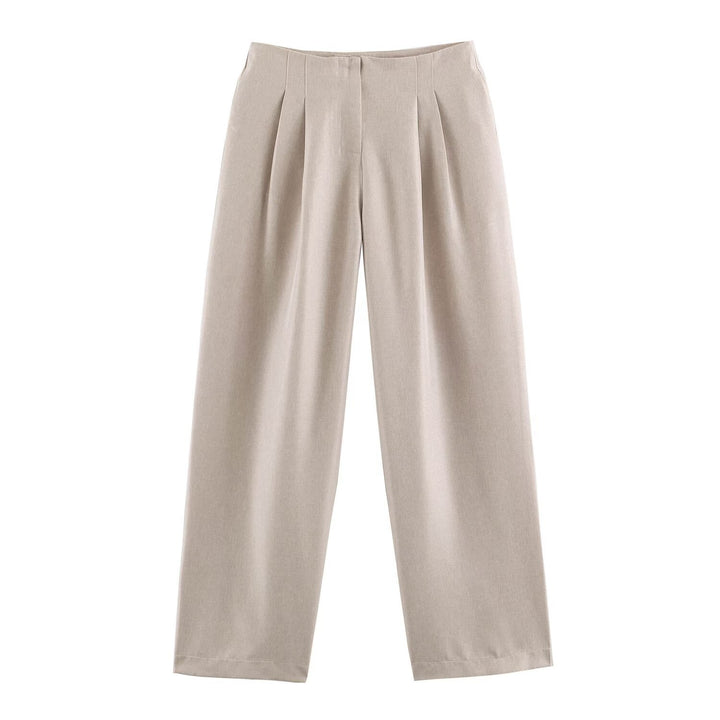Women High-Waisted Pleated Trousers with Wide Leg Mune Fashion