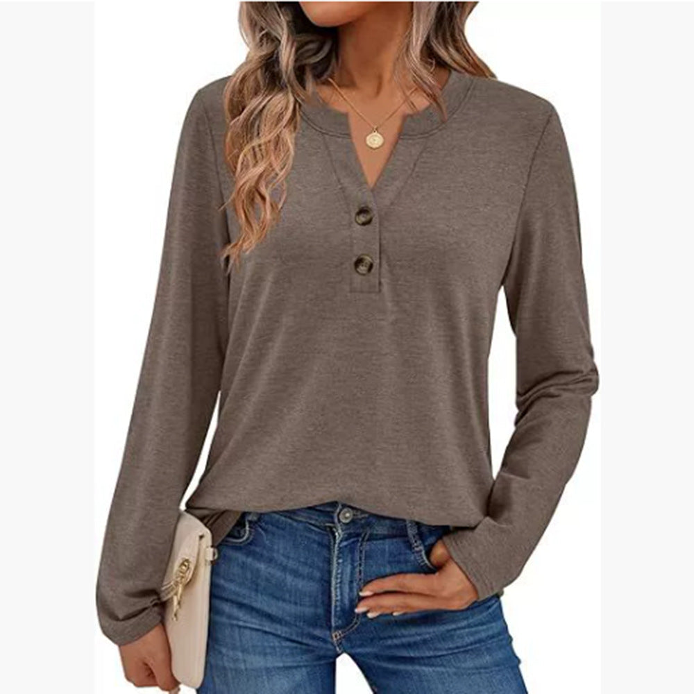 Women's Long Sleeve Shirt with Button Details Mune