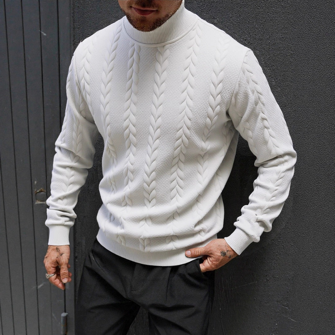 Men's chunky-knit turtleneck sweater with cable pattern and ribbed cuffs Mune Fashion