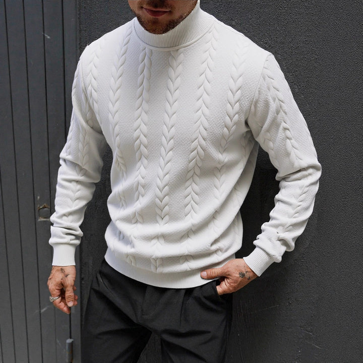 Men's chunky-knit turtleneck sweater with cable pattern and ribbed cuffs Mune Fashion