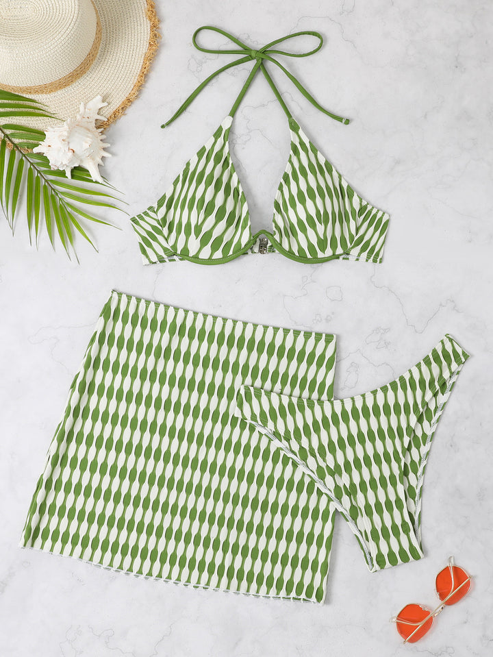 Women Triangle Bikini with Stylish Wrap Skirt Mune Fashion