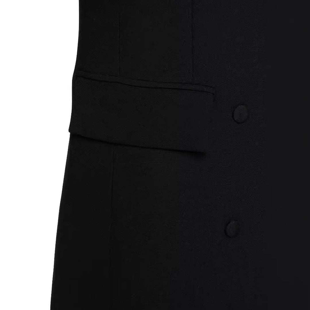 Women Double-Breasted Maxi Blazer Coat with Slim Silhouette Mune Fashion