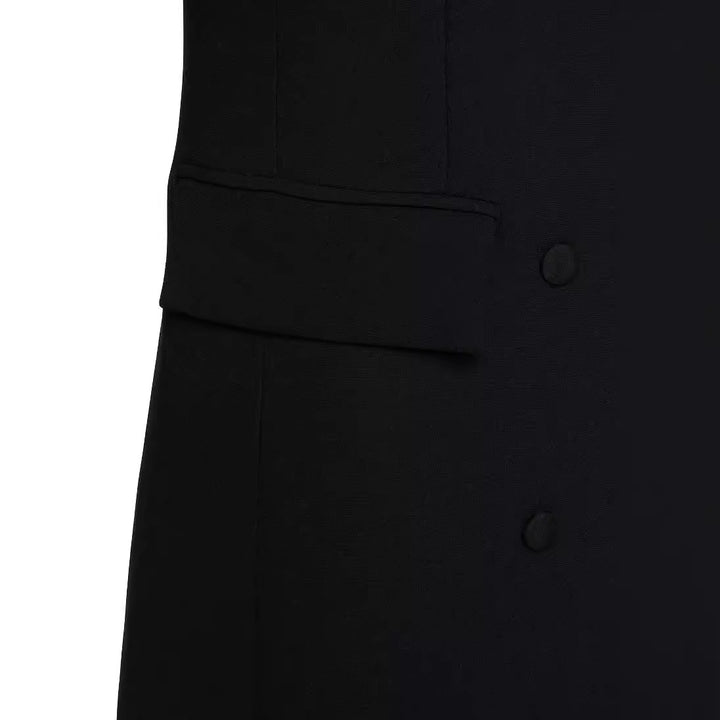 Women Double-Breasted Maxi Blazer Coat with Slim Silhouette Mune Fashion