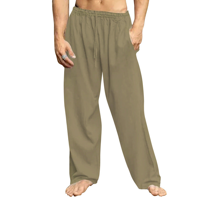 Men's relaxed trousers with wide leg elastic drawstring waistband and side pockets Mune Fashion