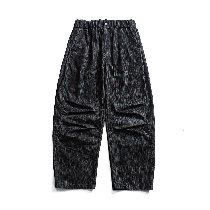 Men's wide cord trousers in workwear look with elastic waistband, drawstring and knee pleats Mune Fashion