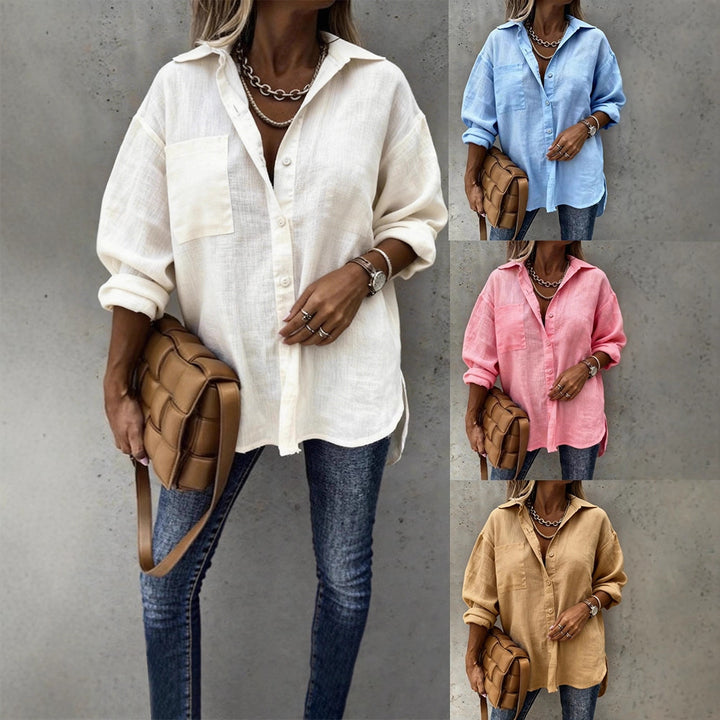 Women Light and Casual Blouse with Chest Pocket Mune Fashion