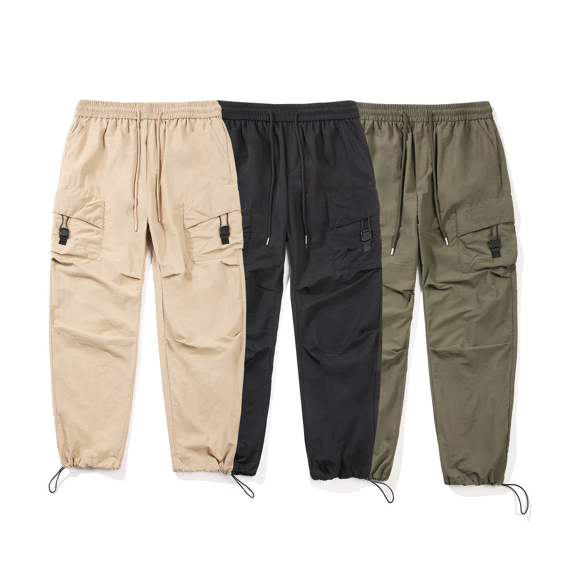 Men's Lightweight Ripstop Trekking Cargo Pants with Elastic Waistband, Drawstring and Buckle Cargo Pockets Mune Fashion