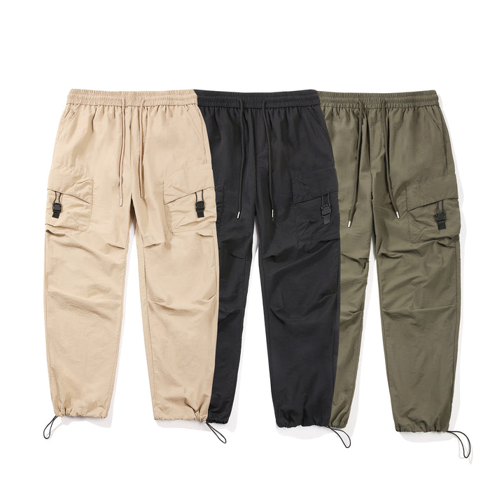 Men's Lightweight Ripstop Trekking Cargo Pants with Elastic Waistband, Drawstring and Buckle Cargo Pockets Mune Fashion