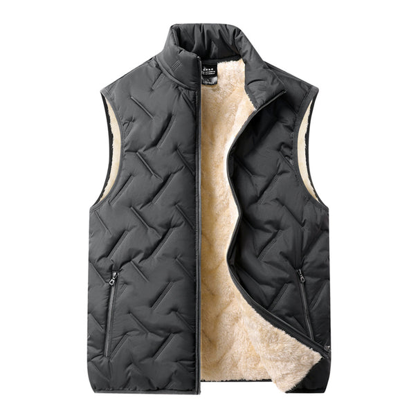 Men's multifunctional quilted vest with fleece lining