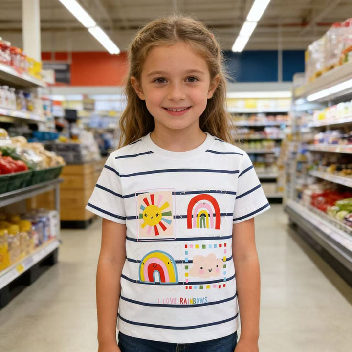 Children's T-Shirt with colorful rainbow and cheerful sun design Mune Fashion