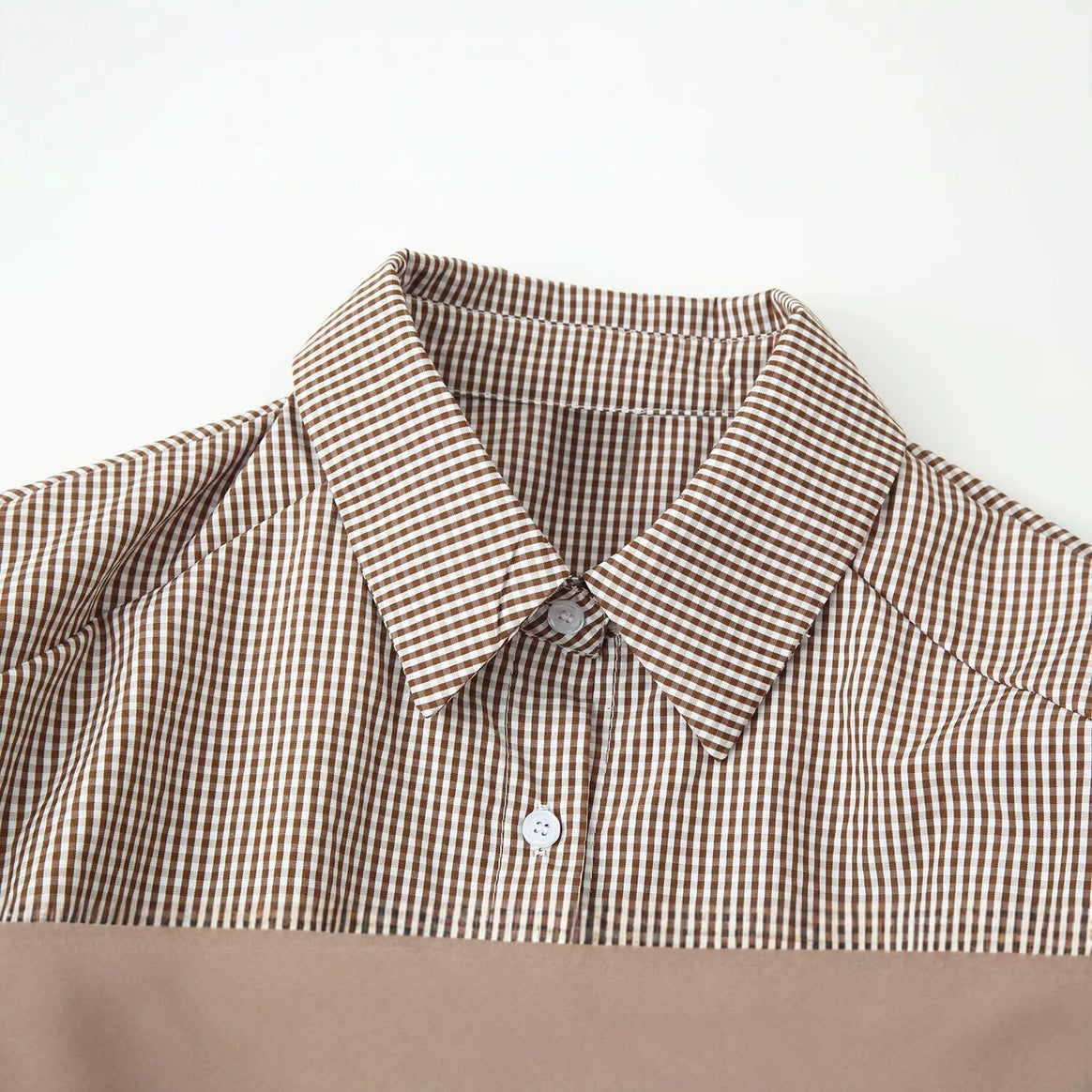 Women Checked Tailored Shirt Blouse with Ties Mune Fashion