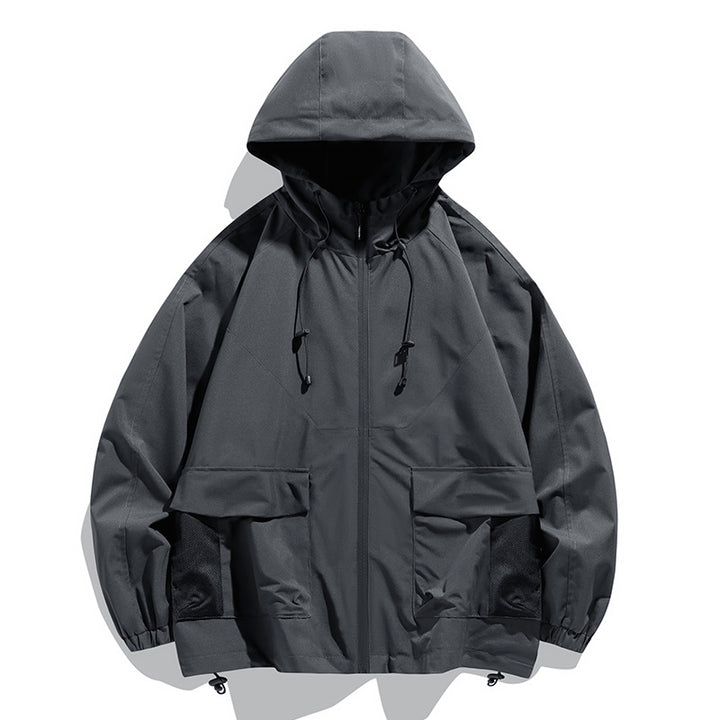 Men's Oversize Hooded Windbreaker with Multi-Pockets, Mesh Inserts and Drawstring Mune Fashion