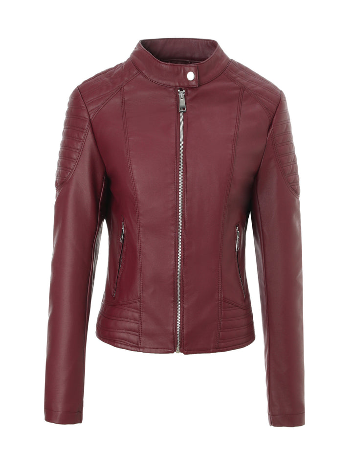 Women Stylish Faux Leather Jacket Mune Fashion