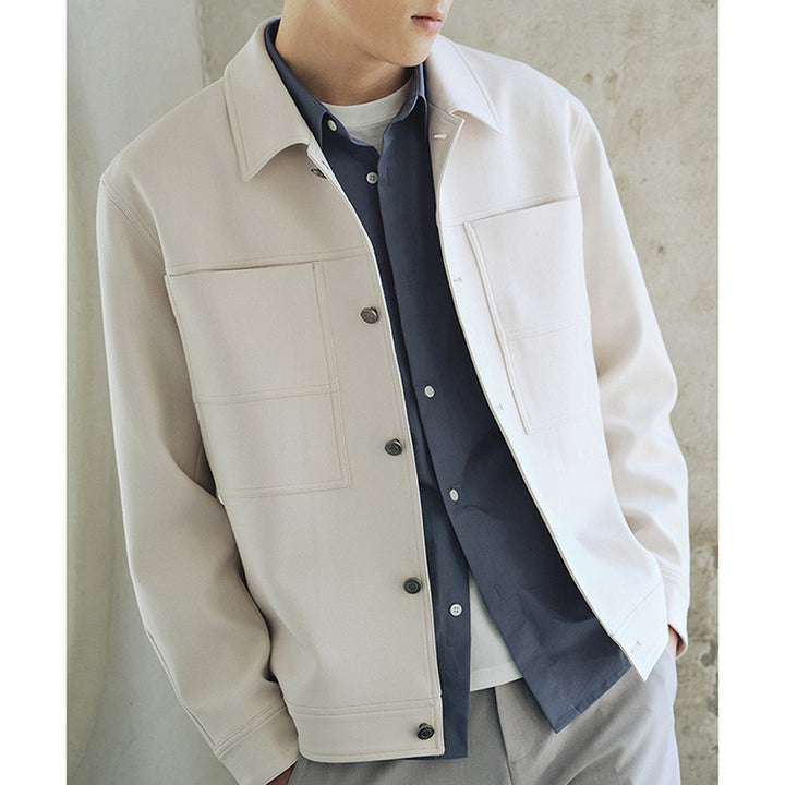 Men's Boxy Shirt Jacket with Large Patch Chest Pockets Mune Fashion