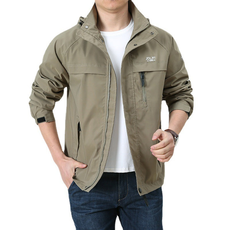 Men's Breathable Transitional Softshell Jacket in Field Style with Hidden Hood and Zip Chest Pocket Mune Fashion