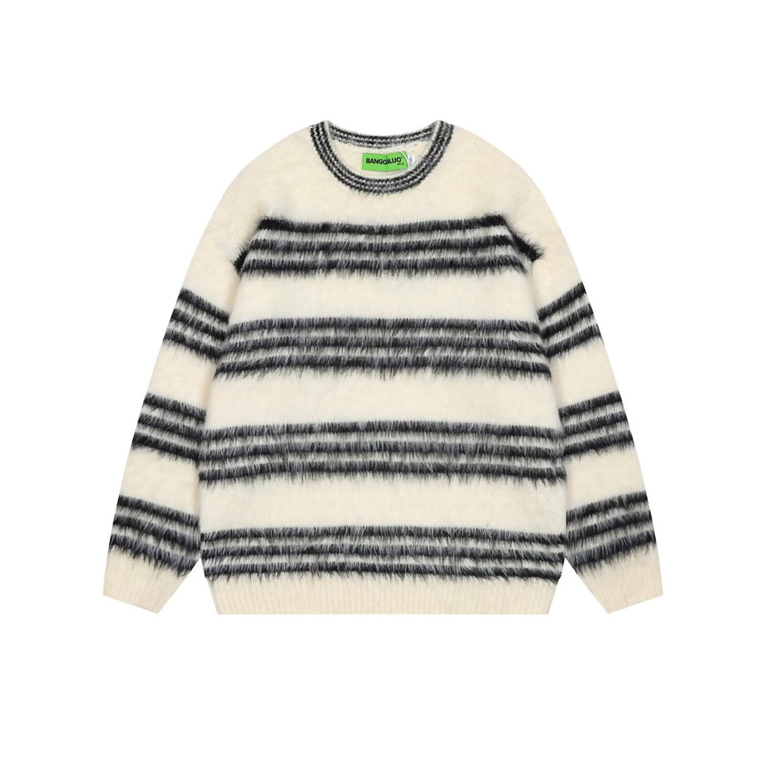 Women's Cozy Striped Chunky Knit Sweater Mune Fashion