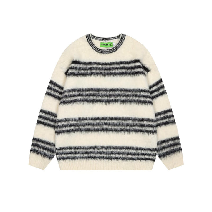 Women's Cozy Striped Chunky Knit Sweater Mune Fashion