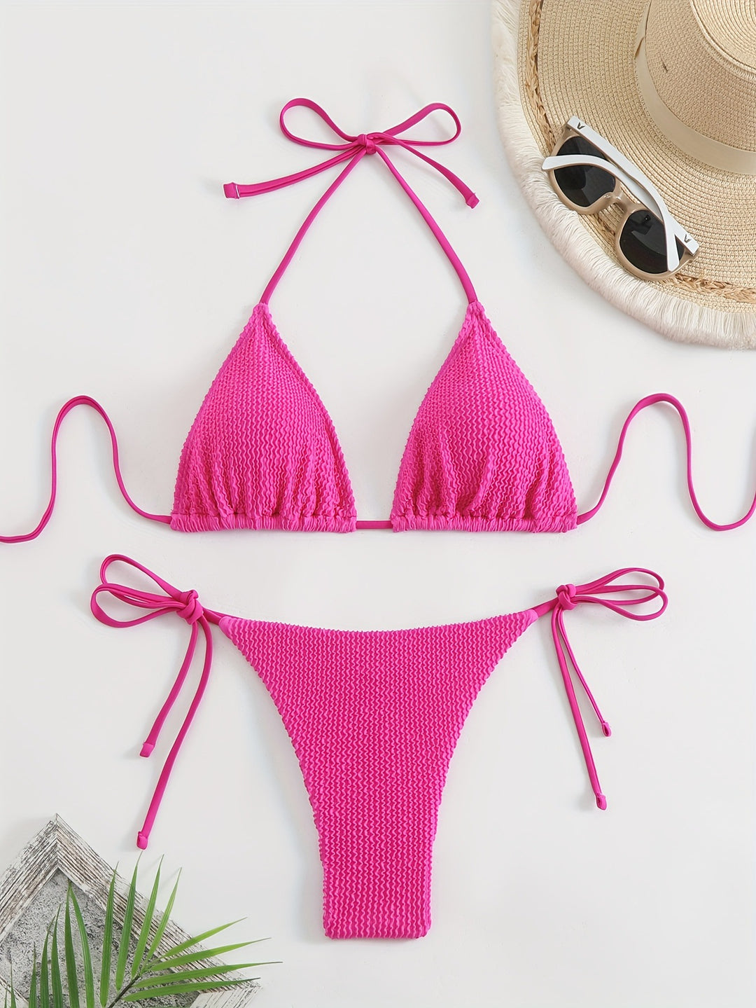 Women Triangle Bikini Set with Adjustable Ties Mune Fashion